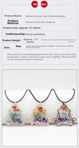 Detail showing 41mm yoga meditation pendants with seven chakra natural crystal stones
