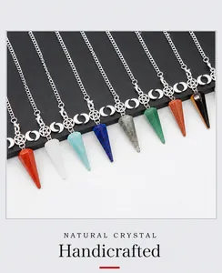 Detailed set of hexagonal crystal pendulum pendants featuring silver star and moon charms