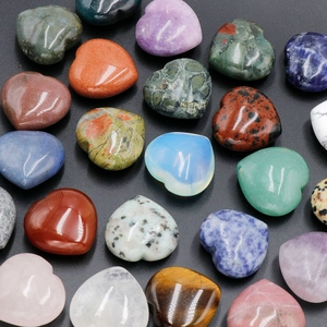 Natural Crystal Heart Stone Polished Pocket Stone Healing Crystal Agate Heart Shaped Ornament For Home Decor DIY Jewelry Valentine Gift