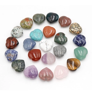 Polished natural heart shaped crystal stones in various colors for DIY decor