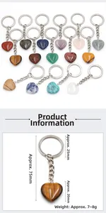 Detail view of 20mm heart-shaped crystal keychains with dimensions and specifications