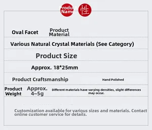Detailed specs for 18x25mm oval natural crystal cabochons with manual polish finish
