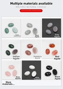 Detailed grid of 18x25mm oval natural stone cabochons in nine colorful mineral varieties