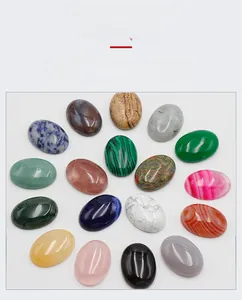 Detailed macro view of 18x25mm oval natural crystal cabochons in various stones