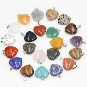 Heart Shape Natural Crystal Gemstone Pendant Necklace Polished Healing Stone Jewelry DIY Accessories For Women