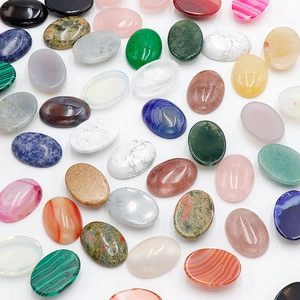 Polished 18x25mm oval flatback gemstone cabochons in various natural stone materials
