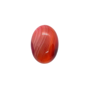 Polished oval red agate cabochon 18x25mm for DIY jewelry making with natural banding