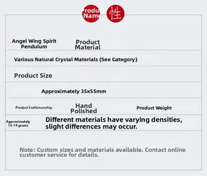 Detailed specs of natural amethyst angel wing pendulum with dimensions 35x55mm