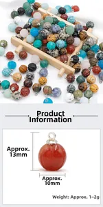 Detailed view of 13mm natural stone pumpkin pendants with metal rings for jewelry DIY