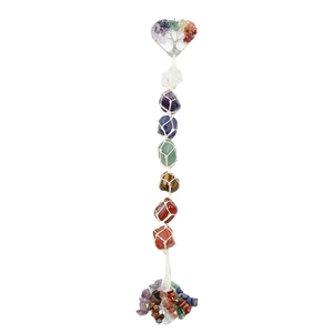 Arbre de vie 7 chakras avec pierres naturelles et pendentif en forme de cœur tissé