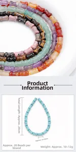 Detailed size view of colorful bamboo-shaped natural stone beads for DIY jewelry making
