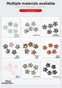 Detailed grid of 20mm star-shaped natural crystals including rose quartz and tiger eye