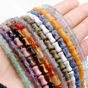 Bamboo shaped natural crystal agate beads in multiple colors for DIY jewelry making