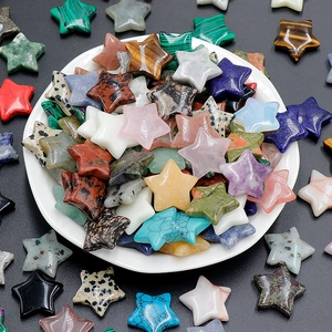 Mix of 20mm polished natural crystal mini stars including quartz and tiger eye stones