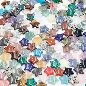 Mix of 20mm polished natural crystal and semi-precious stone stars for DIY crafts