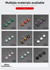 Detailed assortment of star-shaped natural stone pendants with faceted crystal textures