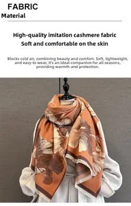 Détail du tissu épais en imitation cachemire avec motif jacquard de feuilles de ginkgo
