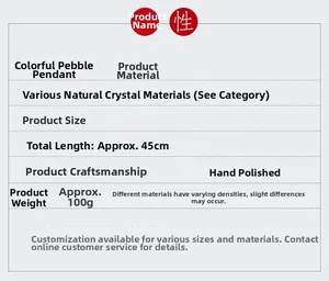 Detail specifications for natural crystal star pendant with 45cm length and hand-polished stones