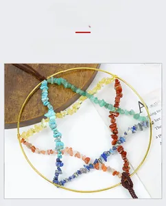 Detail of star-shaped wire-wrapped natural crystal stones in a golden metal ring
