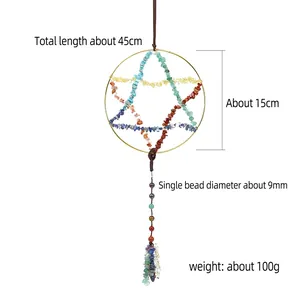 Seven chakra crystal star hanging ornament with natural gemstones for home wall decoration