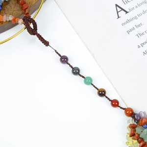 Handmade woven star star hanger with natural healing stones and colorful crystal beads
