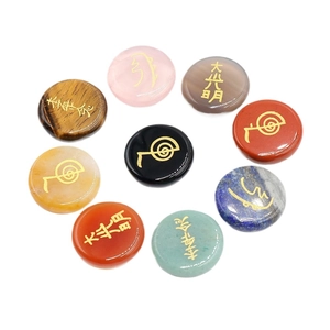 Set de 9 piedras de energía Reiki naturales con símbolos de sanación grabados en oro