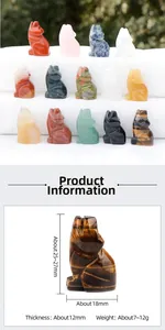 Dimensions détaillées de figurines de loup sculptées en divers cristaux naturels
