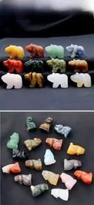 Détails de figurines d'hippopotame sculptées à la main en divers cristaux naturels