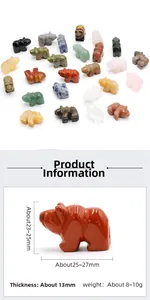 Tableau des tailles détaillé pour figurines d'ours sculptées en cristal naturel et gemmes