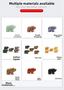 Vue macro d'hippopotames sculptés en pierres naturelles comme l'œil de tigre et onyx