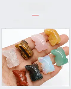 Palm-sized hand-carved natural crystal lizard figurines in diverse assorted gemstones