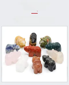 Détails de figurines d'hippopotame sculptées en cristal naturel et pierres fines