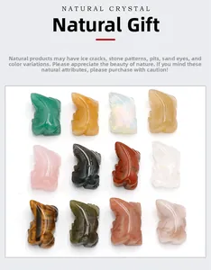 Detailed grid of twelve hand-carved natural crystal frog figurines in various gemstones