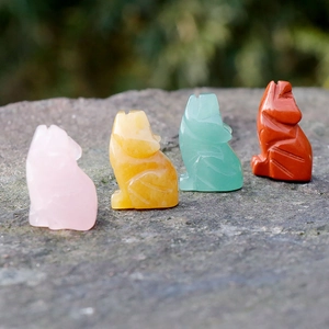 Figurines de loup en cristal naturel sculptées dans l'agate pour décoration intérieure
