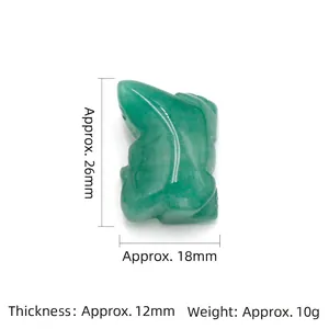 Carved natural green agate lizard crystal animal sculpture with precise dimensions