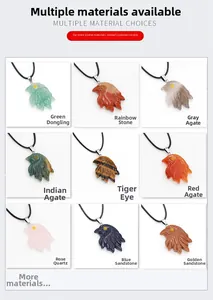 Negen kristallen adelaarskop hangers in diverse natuursteen met zwarte koorden