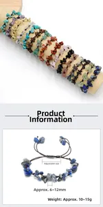 Details des handgefertigten Armbands mit Kordelzug und gemischten Natursteinchips