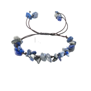 Handgefertigtes gewebtes Armband mit Lapislazuli und grauen Kristallsteinen, verstellbar