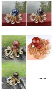 Octopus resin decor with Lapis, Amethyst, Red Agate, Red Jasper and Tiger Eye crystals