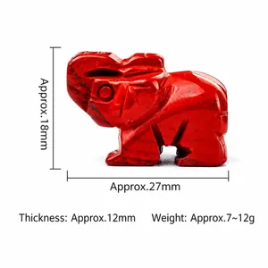 Mini natural red jasper elephant carving gemstone with size and weight measurements