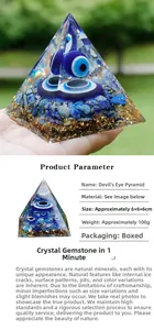 Detailed view of Evil Eye resin pyramid with Lapis Lazuli stones and gold foil 6cm
