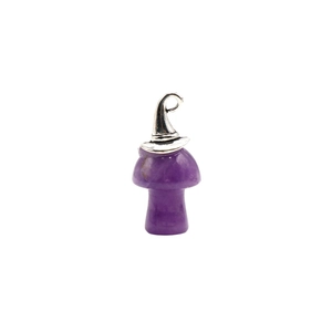 Ciondolo a fungo in ametista naturale con cappello da mago per collane di Halloween