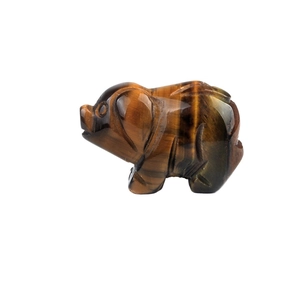 1-inch natural tiger eye stone hand-carved pig figurine for home decor or healing