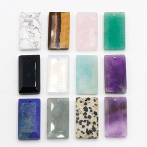 Detailed set of 12 natural rectangle gemstone pendants for DIY necklace making