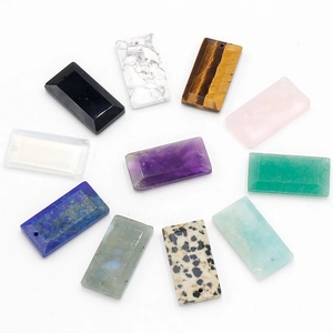 Natural Gemstone Faceted Rectangle Pendants Amethyst Rose Quartz Drilled Stone Charms For DIY Necklace Jewelry Making