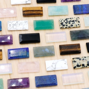 Faceted rectangular natural gemstone pendants including amethyst and rose quartz for DIY jewelry