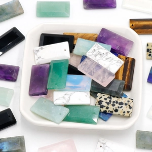 Natural amethyst and rose quartz rectangle pendants collection for DIY jewelry making