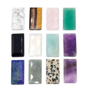 Set of 12 natural rectangle crystal pendants with polished facets for DIY jewelry making