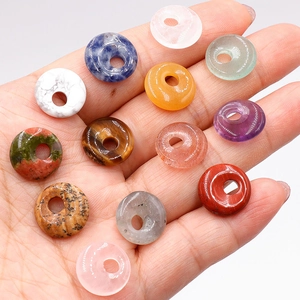 Colgantes de dona de 14mm en cristal natural y ágata para la creación de joyas DIY