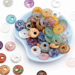 Mezcla de cuentas dona de ágata y cristal natural de 14 mm para crear joyas personalizadas